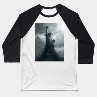 Statue of Liberty: America a Shambled Nation Baseball T-Shirt